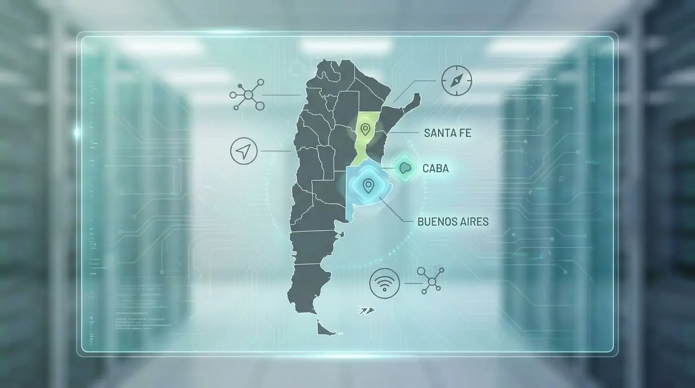 Disponibilidad de Bet365 en Argentina por regiones Mapa de Argentina con foco en CABA, Buenos Aires y Santa Fe
